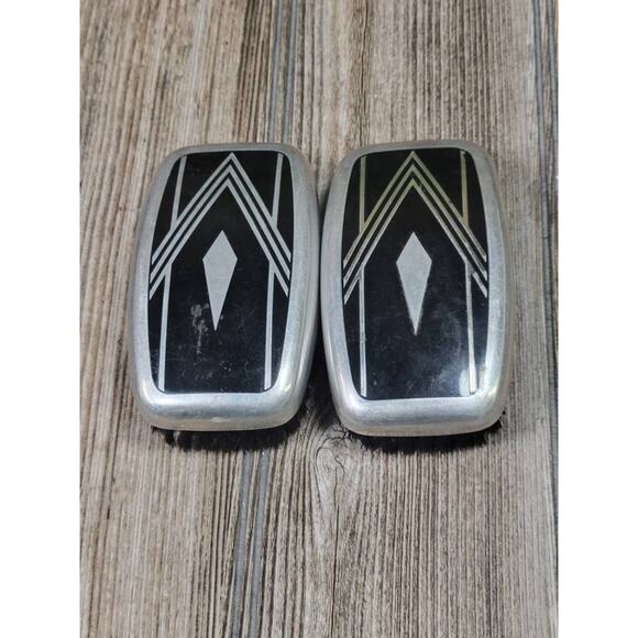 Pair Vintage Clothes Brushes, Art Deco Silver Tone with Black Inlay - Picture 2 of 5